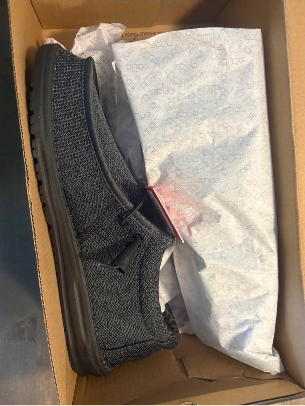 NEVER WORN! New in box! Hey Dude Black Knit Slip-On Loafer